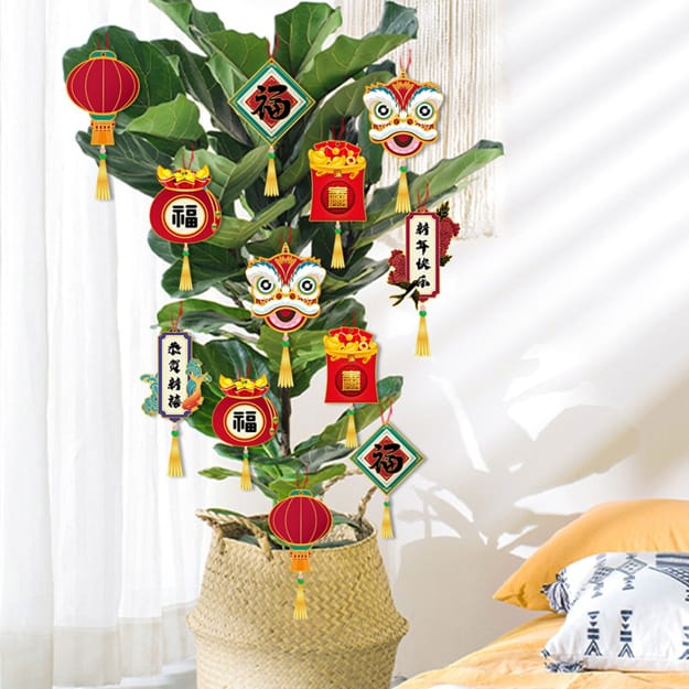 Traditional Chinese Red Lantern Decoration Elements For Lunar New
