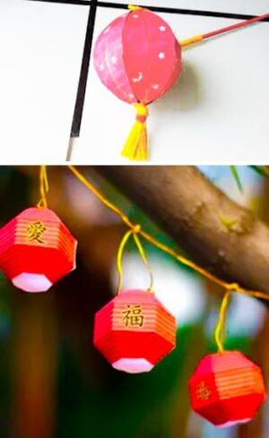 Making Chinese Lanterns for Lunar New Year Celebration