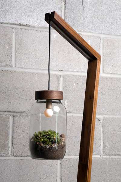 gehandicapt gangpad Trottoir Contemporary Floor Lamp Blending Lighting Design and Glass Plant Terrarium