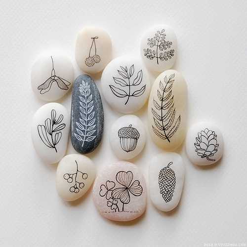 Enhancing Fall Decorating Ideas with Fall Leaves Painted on Rocks