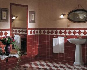 Modern Wall Tiles in Red Colors Creating Stunning Bathroom Design