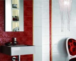 Modern Wall Tiles in Red Colors Creating Stunning Bathroom Design