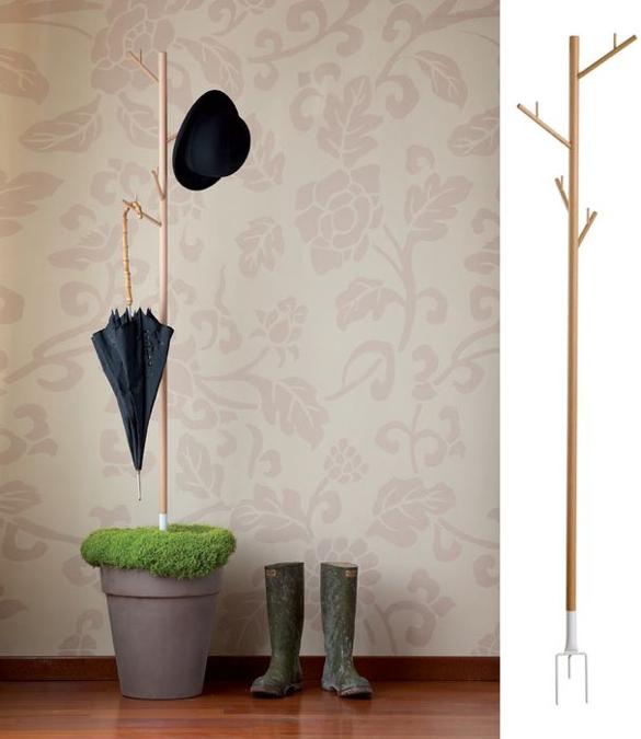 Recover Coat Rack with Hooks for Umbrellas, Green Design Idea for