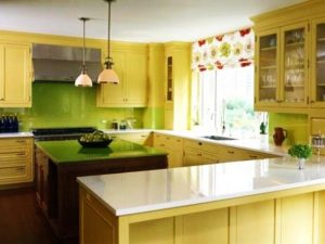 Green Yellow Paint Colors Modern Kitchens Islands 5 300x225 