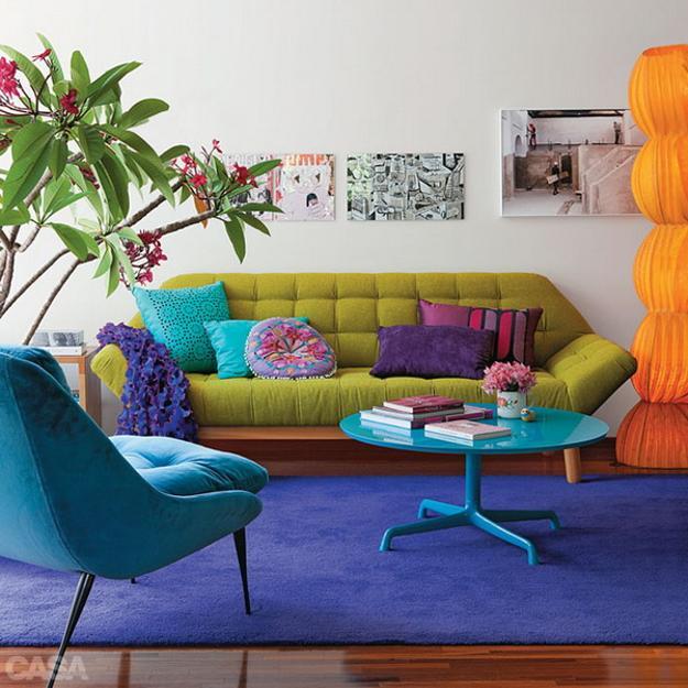 modern apartment sized furniture with colorful design