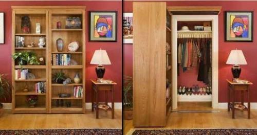 Space Saving Interior Doors with Shelves Offering Convenient Storage for  Small Spaces