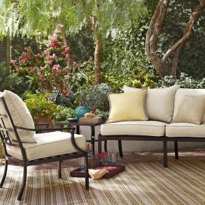 Outdoor Home Decor with Striped Rugs, 12 Beautiful Outdoor Rooms