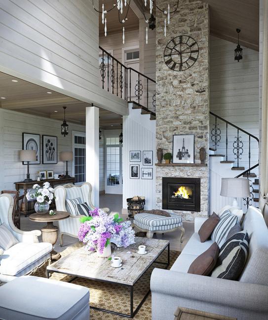 Comfortable Family Home Design, Cottage Decor in Neutral Colors ...