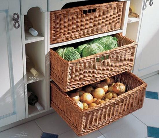 Convenient removable baskets, perfect for storing vegetables.  Kitchen  room design, Kitchen cupboard designs, Kitchen interior design decor