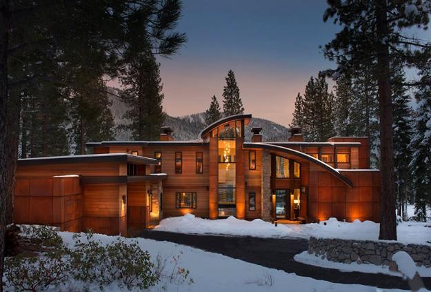 Metal, Glass and Wood Homes in Snow, Modern House Designs