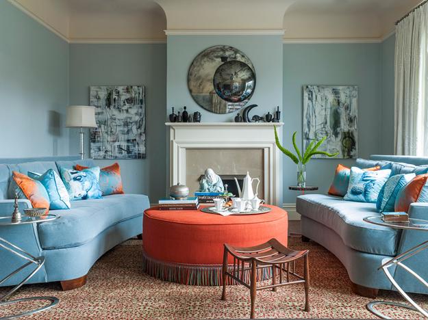 Peach Orange And Blue Color Schemes For Interior Design