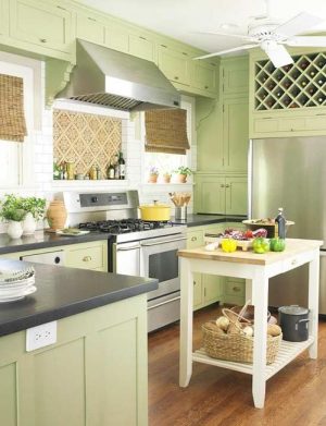 Oat Color Scheme With Green Pastels For Modern Kitchen Design And 