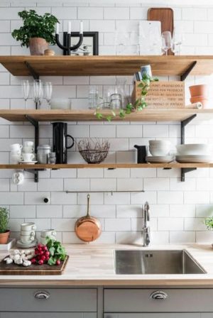 Beautiful Wooden Shelves in Modern Kitchens, Simplified Kitchen Storage ...