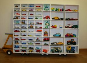 Wall Decorating with Toy Cars, Kids Storage and Organization Ideas