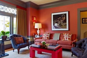 Modern Coral Color in Interior Design and Decorating, Matching Room Colors