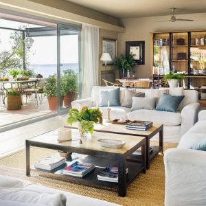 Modern Living Rooms with Mediterranean Sea Views and Coastal Cottage ...