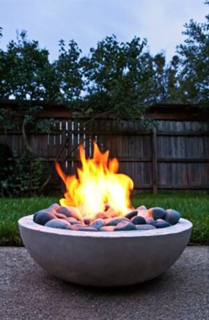 Outdoor Seating Areas with Concrete Fire Pits, 50 Backyard Design Ideas