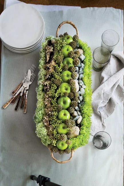 green apple decor table centerpiece