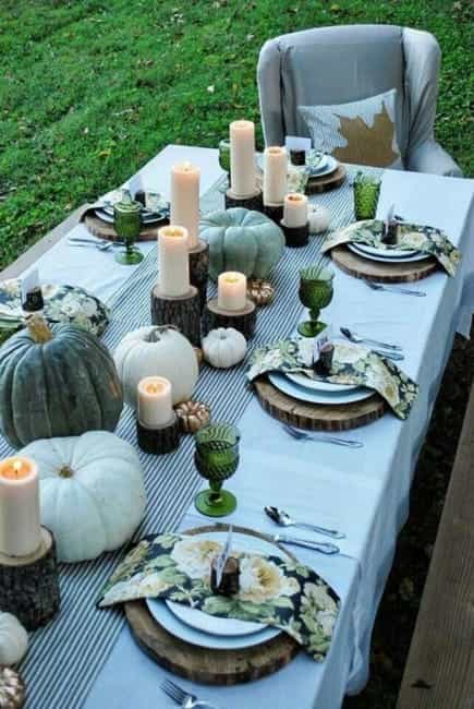 candles pumpkin table centerpieces