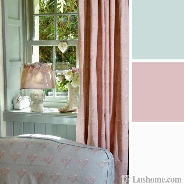 pink blue tones room decorating