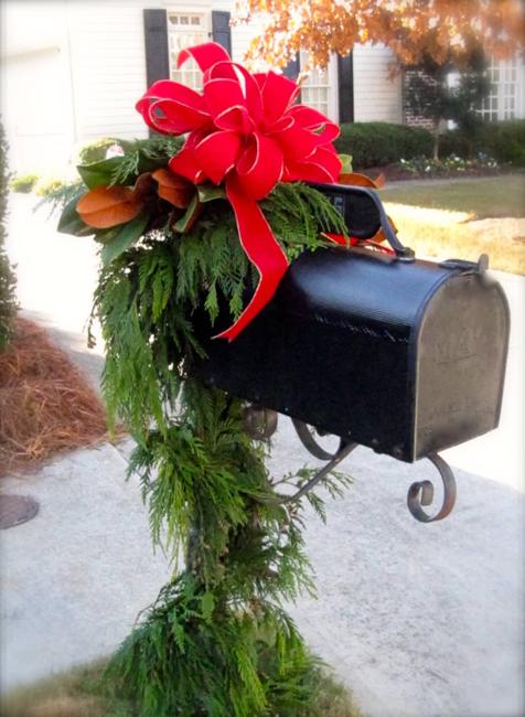 outdoor decorations red christmas ribbons